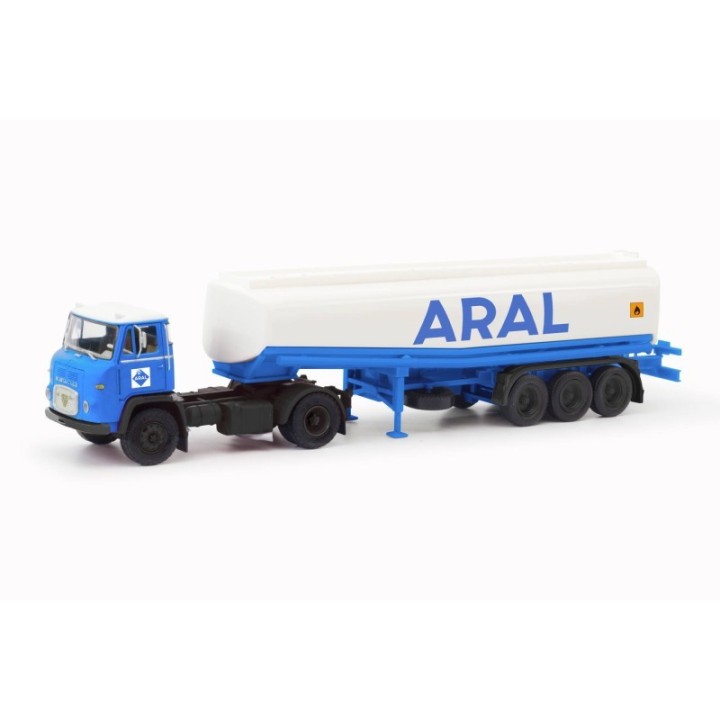 Herpa Scania Vabis LB 76 Benzintank-sættevognstræk Aral