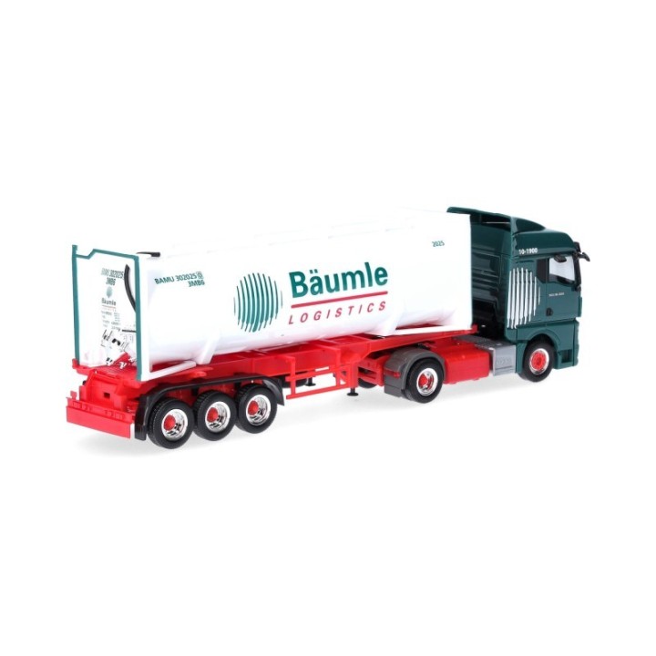 Herpa MAN TGX GM 30 ft Drucksilocontainer-sættevognstræk Bäumle Logistics – produktbillede 2