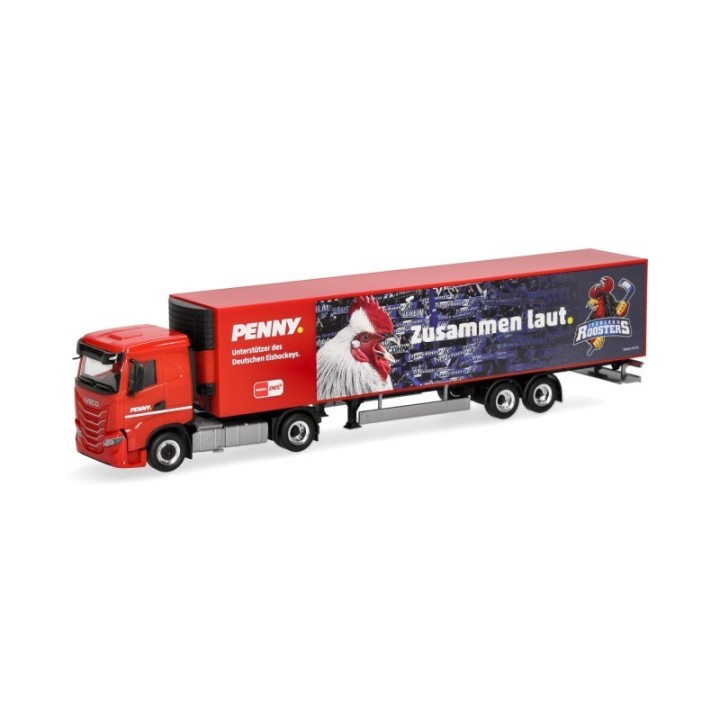 Herpa Iveco S-Way kølekasse-sættevognstræk PENNY DEL / Iserlohn Roosters