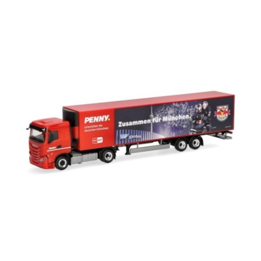 Herpa Iveco S-Way kølekasse-sættevognstræk PENNY DEL / EHC Red Bull München