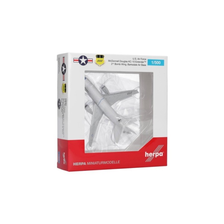 Herpa USAF McDonnell Douglas KC-10 Extender - 2nd BW Barksdale AB (original debemaling colors) - 79-0433 – produktbillede 5